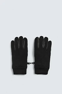 GANTS EN CUIR BIMATIÈRE AVEC MAILLE