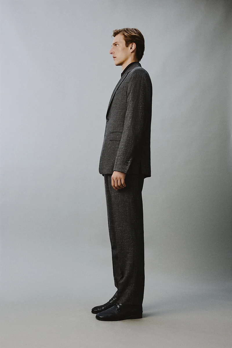 REGULAR FIT STRUCTURED SUIT PANTS