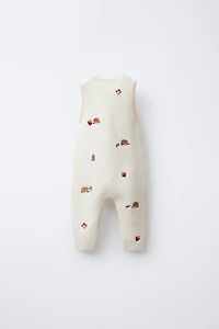 SALOPETTE EN MAILLE À HÉRISSONS BRODÉS