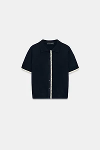 GILET À MANCHES COURTES EN MAILLE AVEC DENTELLE