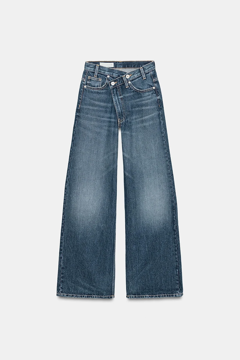 TRF HIGH-WAIST CROSSOVER WAIST WIDE LEG JEANS