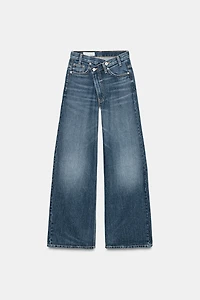 TRF HIGH-WAIST CROSSOVER WAIST WIDE LEG JEANS