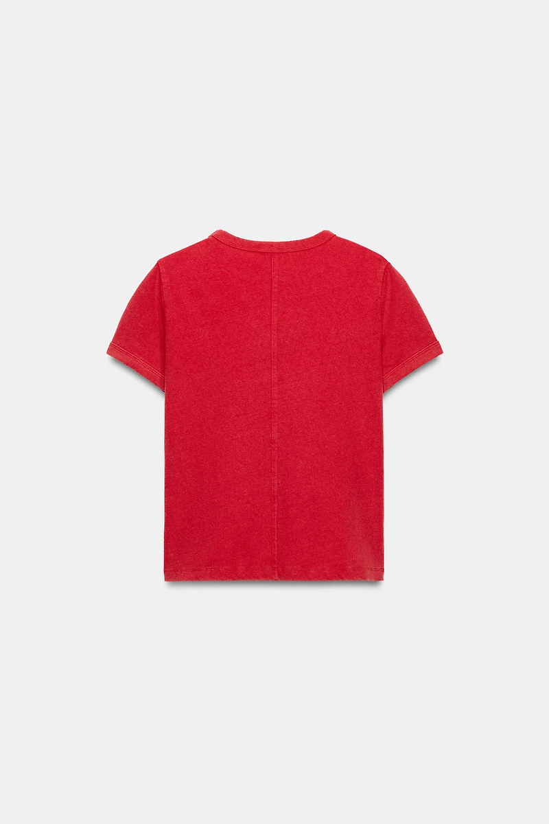 WASHED EFFECT TEXT T-SHIRT