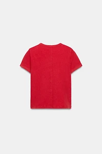 WASHED EFFECT TEXT T-SHIRT