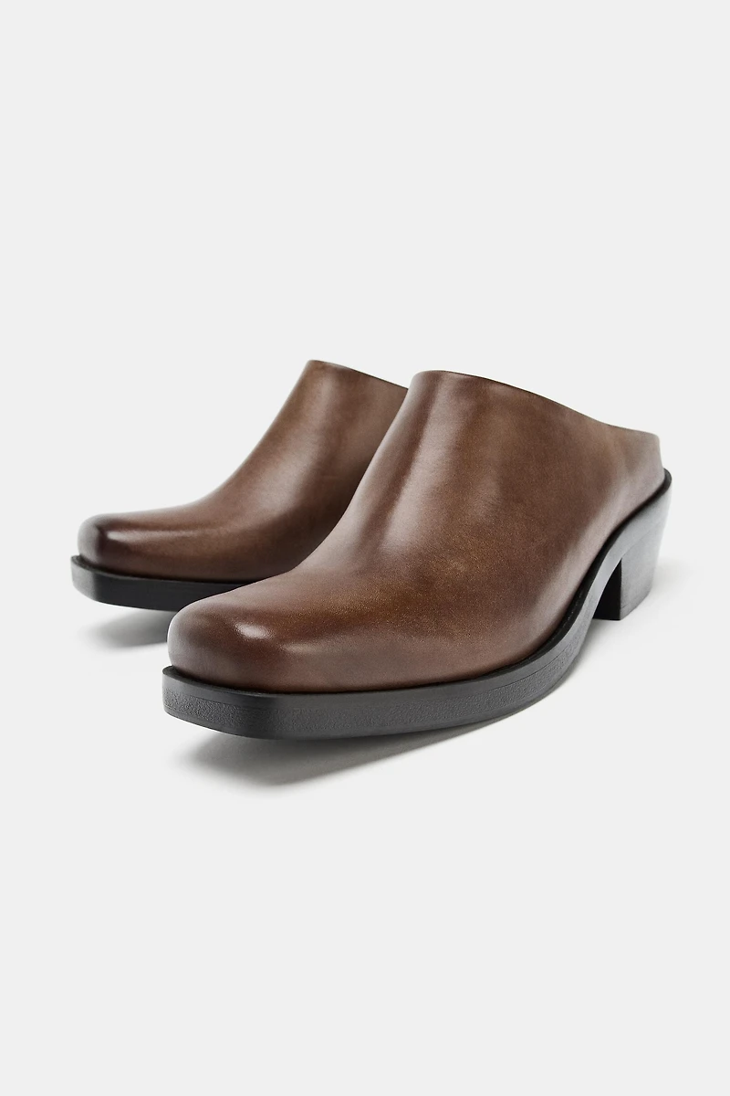 SABOTS EN CUIR EFFET VIEILLI