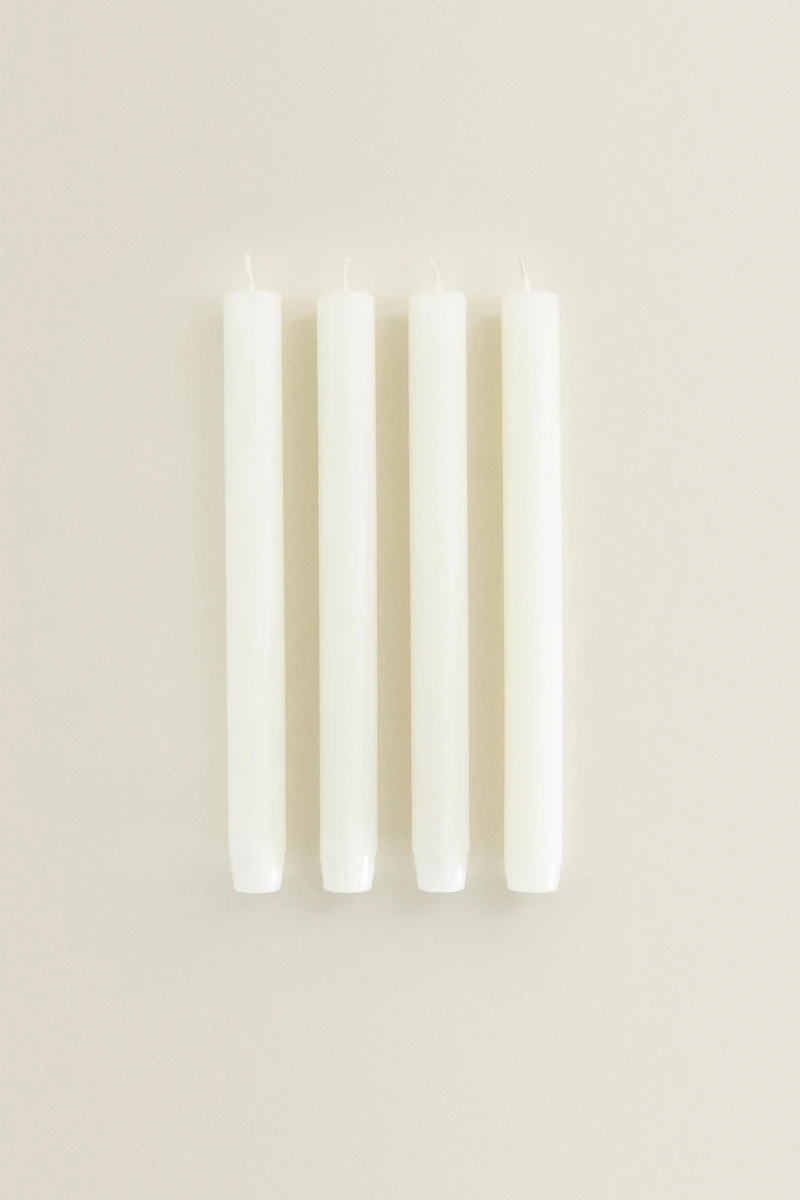 PACK BOUGIES LONGUES DÉCORATIVES CYLINDRIQUES (PACK DE 4)