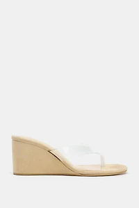 VINYL STRAP WEDGE SANDALS