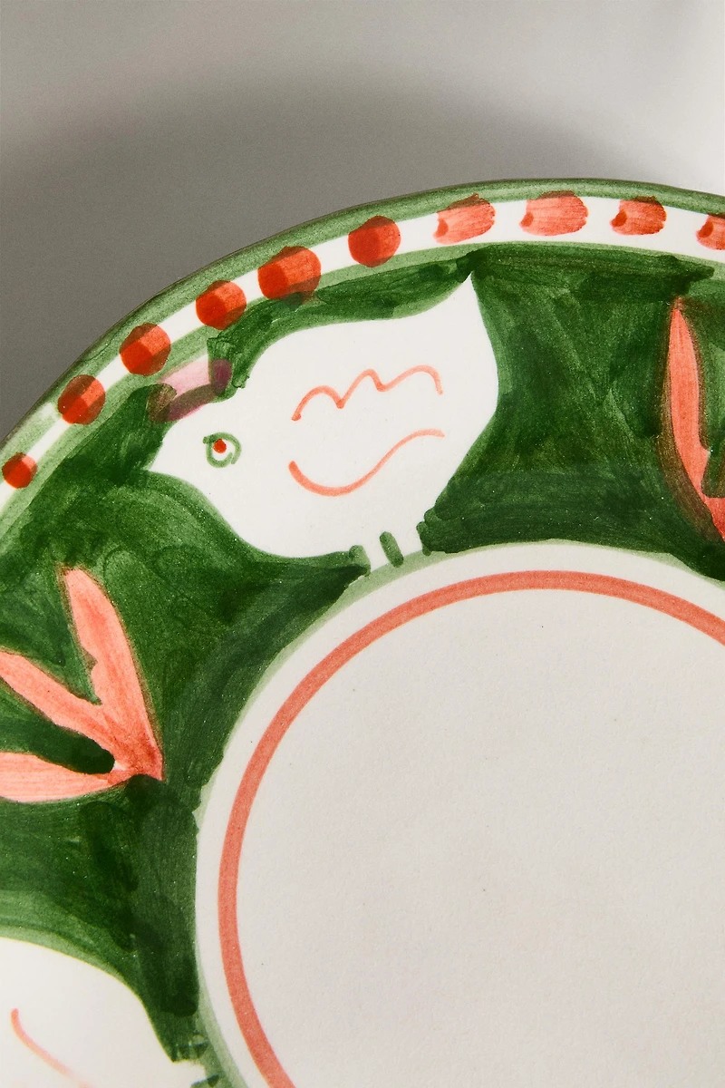 PAINTED CERAMIC DESSERT PLATE