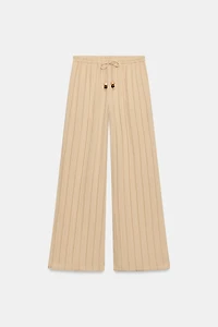 PANTALON LARGE À RAYURES ET TAILLE ÉLASTIQUE