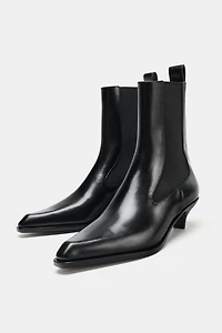 LEATHER KITTEN HEEL ANKLE BOOTS LIMITED EDITION