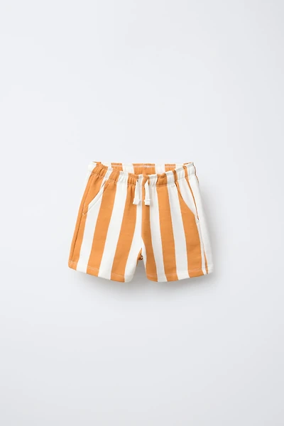 BERMUDA EN MOLLETON STRAIGHT À RAYURES