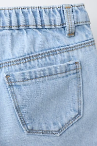 MOM FIT DENIM SHORTS WITH CROCHET FLOWERS