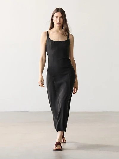Strappy linen midi dress