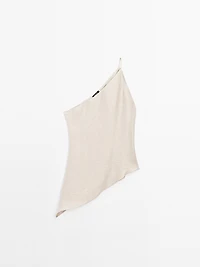 Lightweight asymmetric linen blend top