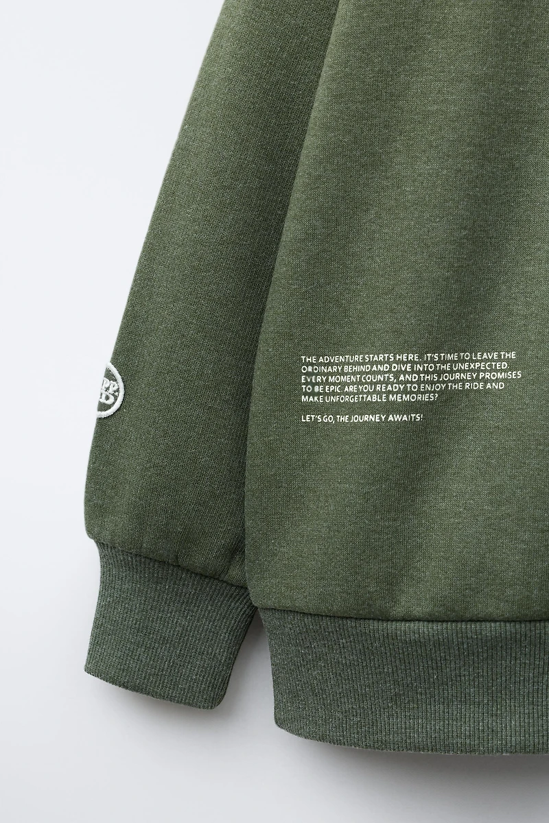 PLUSH SWEATSHIRT AND PANTS SET WITH TEXT PRINT