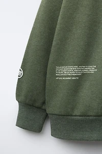 PLUSH SWEATSHIRT AND PANTS SET WITH TEXT PRINT