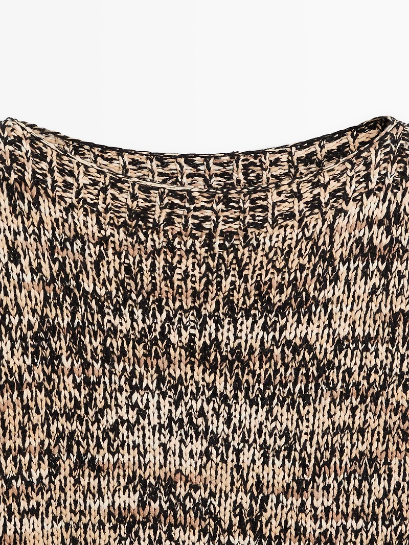 Mouliné cotton blend knit sweater