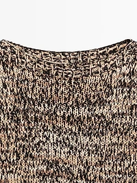 Mouliné cotton blend knit sweater