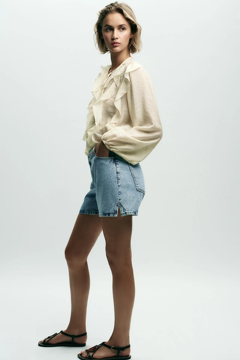 Z1975 HIGH-WAISTED CROSSOVER WAIST DENIM SHORTS