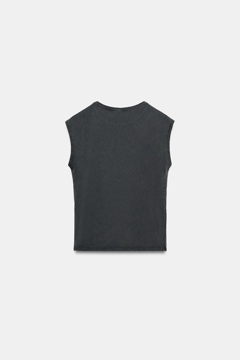 WASHED EFFECT JEWEL T-SHIRT