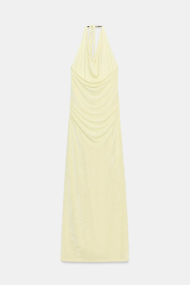 ROBE LONGUE HALTER AVEC DÉCOR