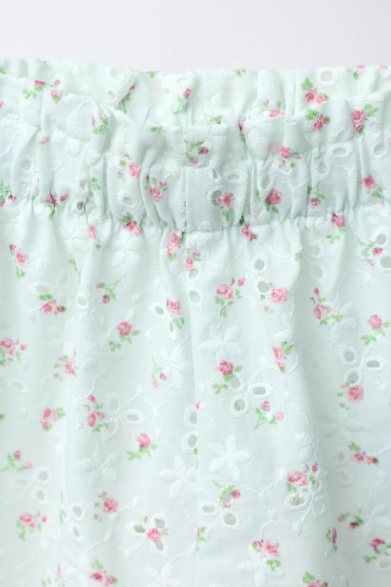EMBROIDERED SWISS FLORAL PRINT CULOTTES