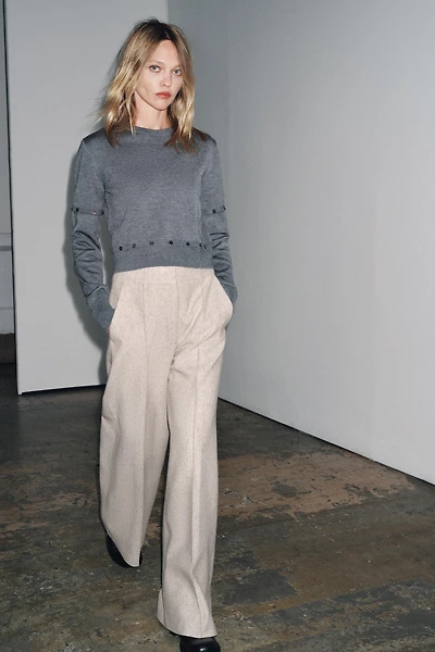 ZW COLLECTION WIDE LEG STRUCTURE PANTS