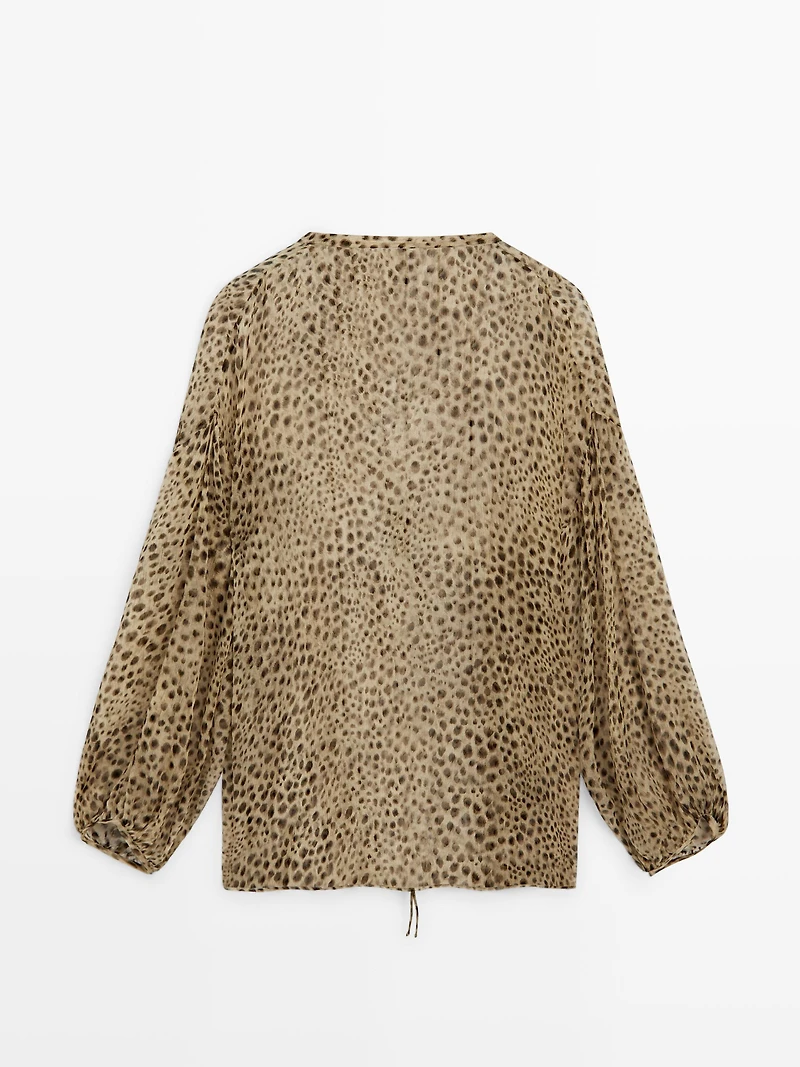 Flowing animal print blouse