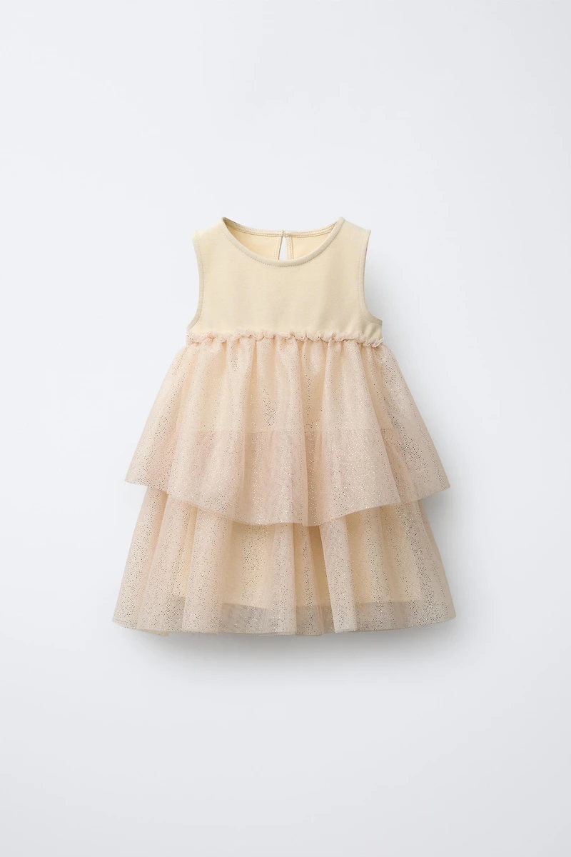 COMBINATION SHIMMER TULLE DRESS