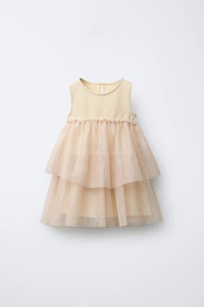 COMBINATION SHIMMER TULLE DRESS