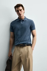 REGULAR FIT RIBBED POLO SHIRT
