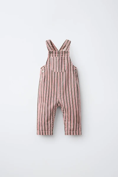 STRIPED TWILL OVERALLS