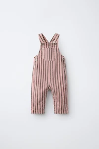 STRIPED TWILL OVERALLS