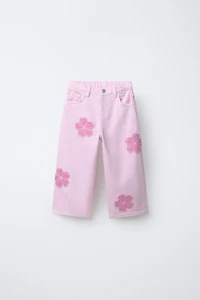 JEANS WIDE LEG FLEURS