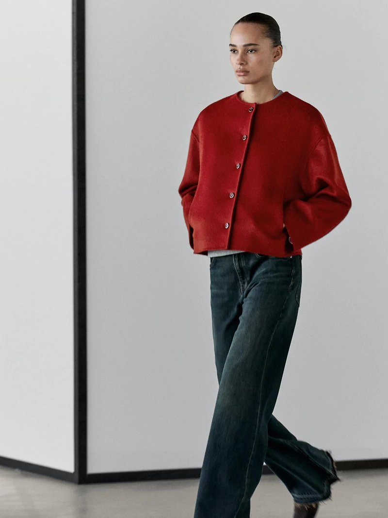 Veste coutures en laine mélangée