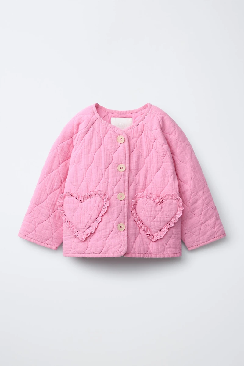 QUILTED JACKET WITH HEART POCKETS