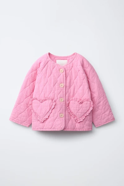 QUILTED JACKET WITH HEART POCKETS