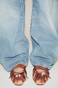 SATIN EFFECT SLINGBACK SHOES