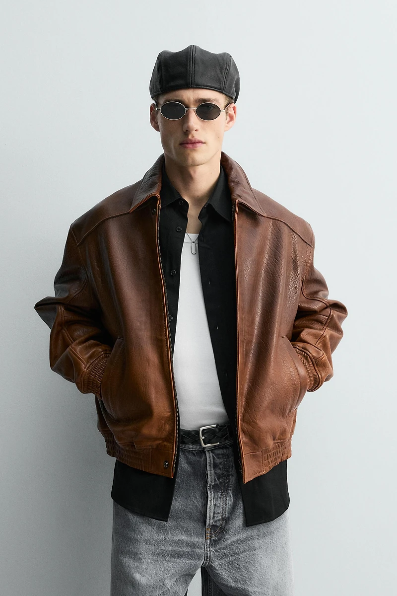 VINTAGE EFFECT LEATHER JACKET LIMITED EDITION