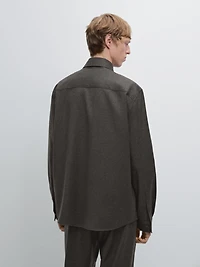 Regular fit double wool overshirt