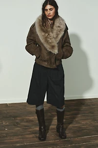 100% SUEDE LEATHER JACKET WITH FUR