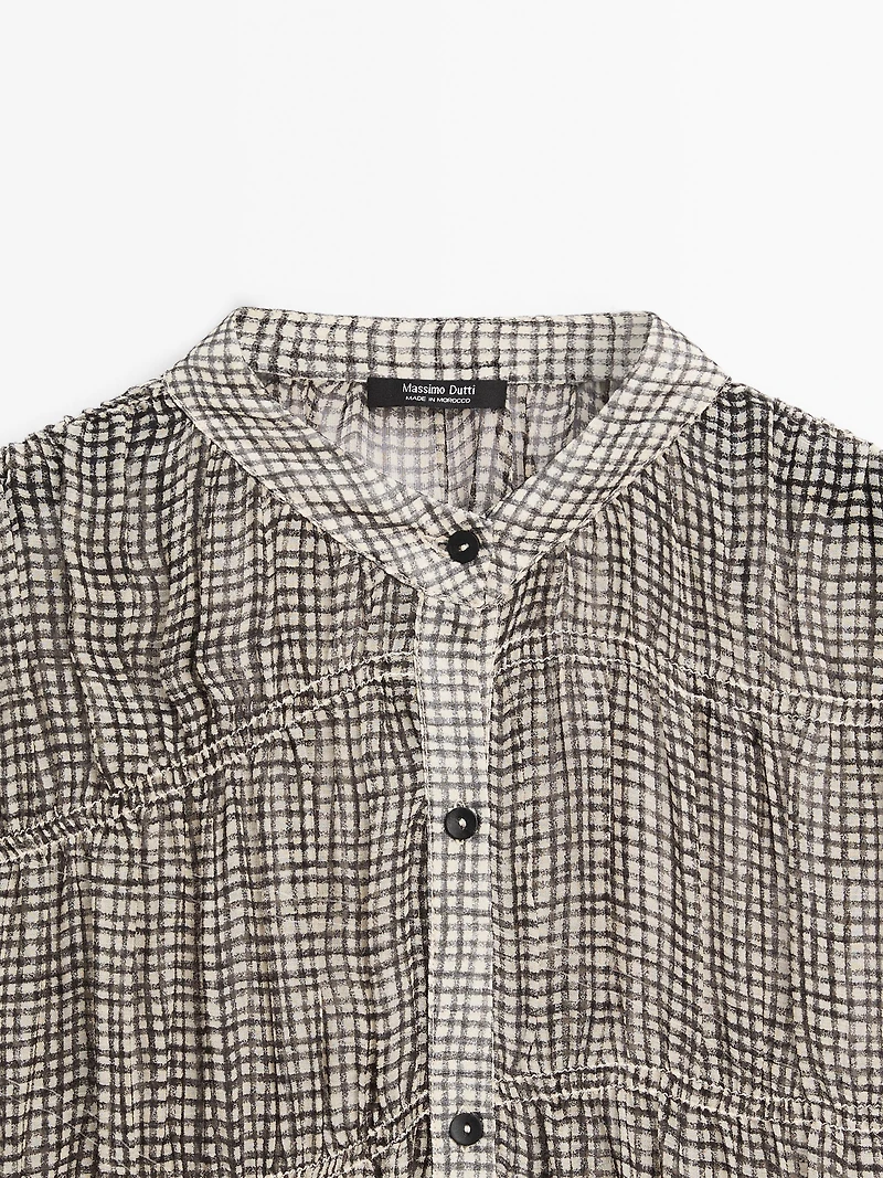 Gathered gingham shirt