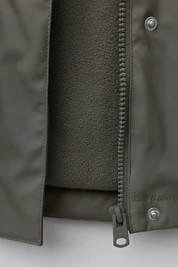 WATER-RESISTANT RUBBERIZED FLEECE-LINED RAINCOAT