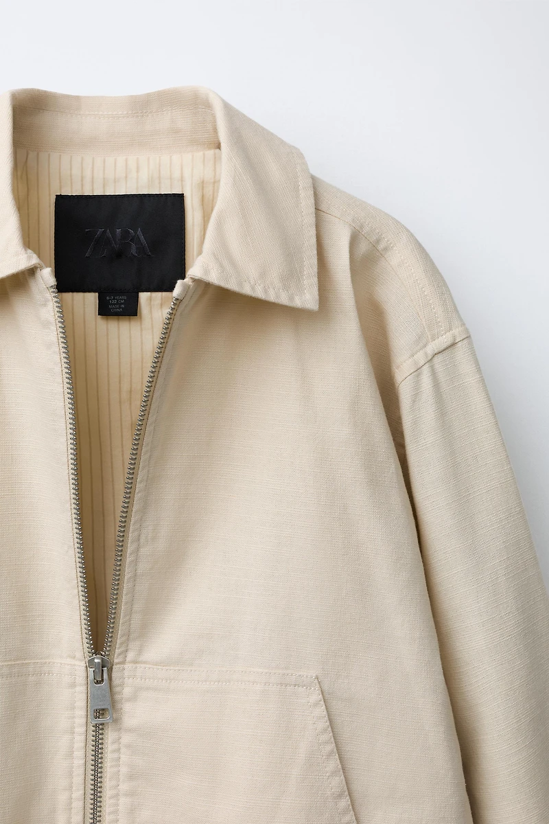 COTTON LINEN BOMBER JACKET