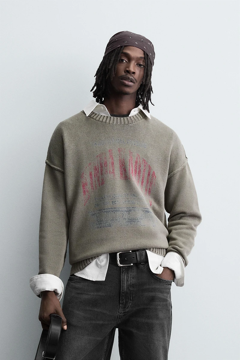 WASHED PRINTED SWEATER