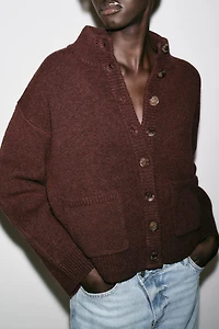 HIGH COLLAR CARDIGAN