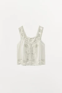 LIMITED EDITION EMBROIDERED LACE STRAPPY TOP