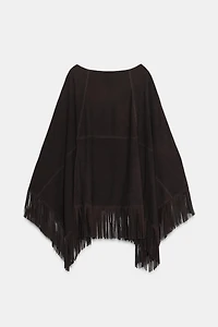 CAPE EN CUIR AVEC FRANGES