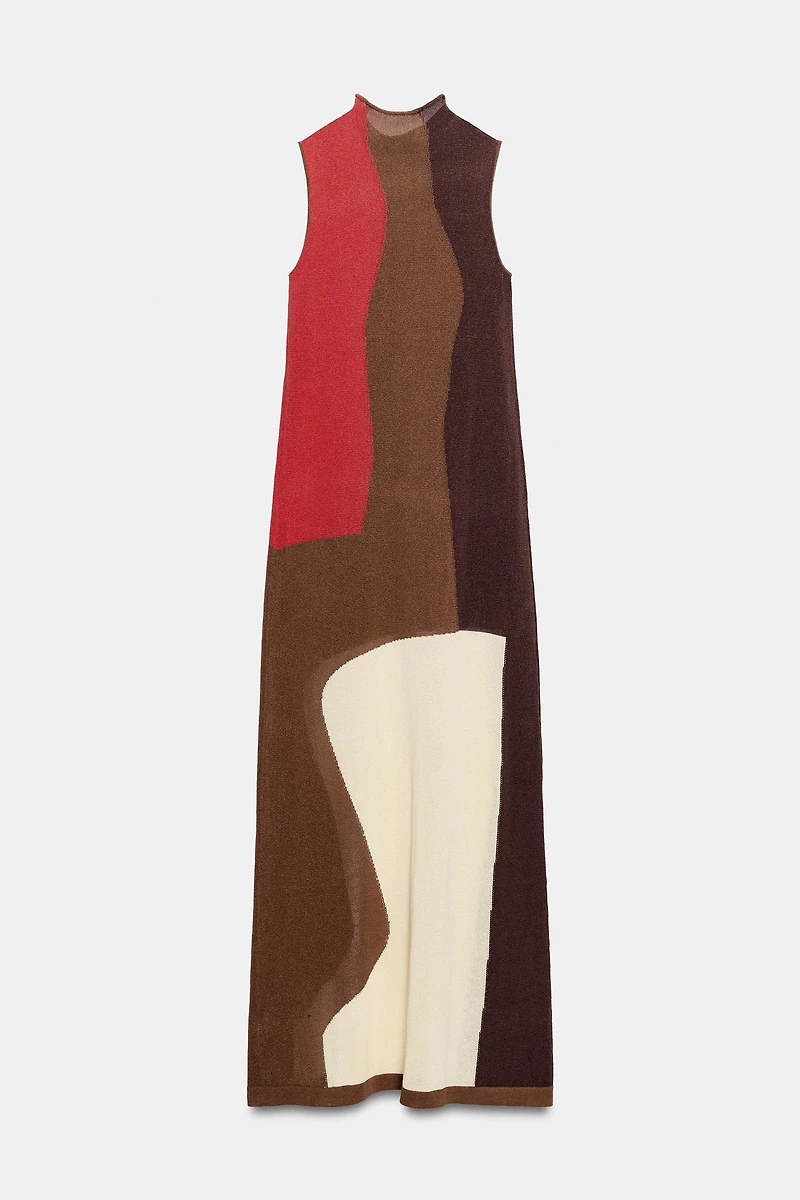 COLOR BLOCK KNIT DRESS