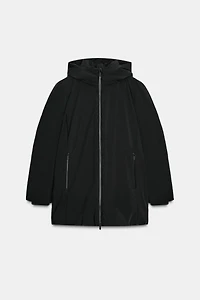 WATER REPELLENT WINDPROOF PUFFER JACKET WITH HOODIE